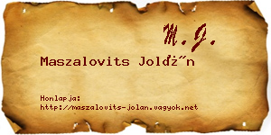 Maszalovits Jolán névjegykártya